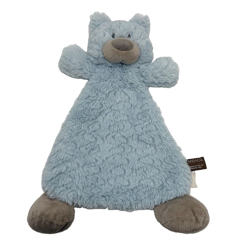 DEMDACO Blue Bear Lovey Security Blanket Plush Rattle Baby Snuggler 14"